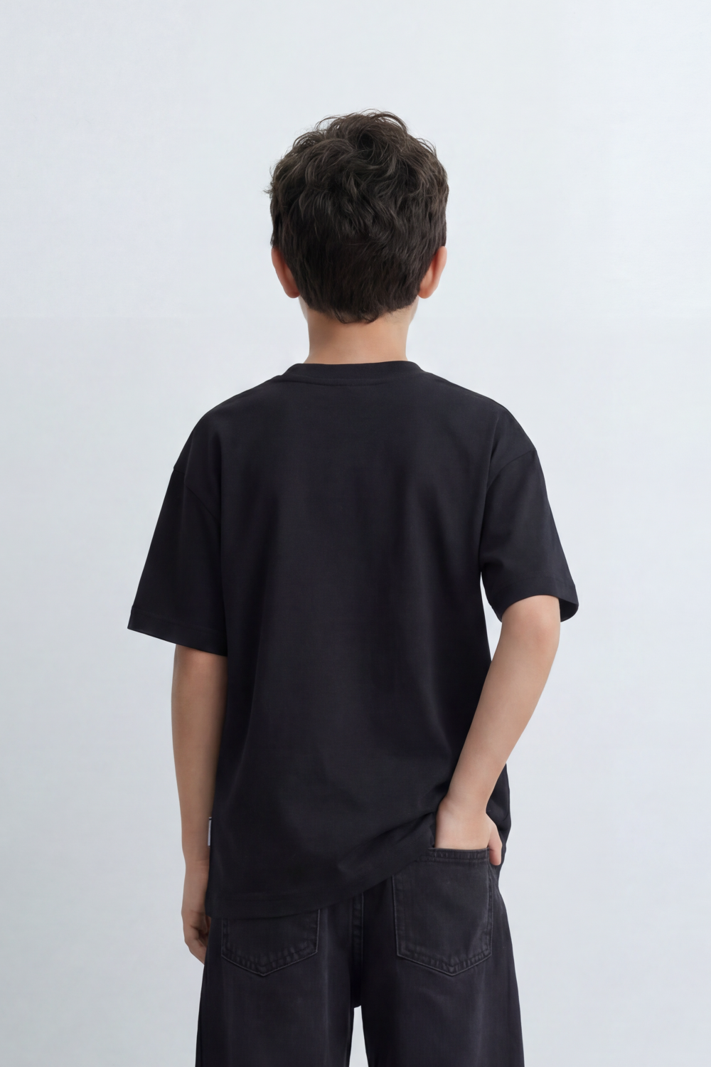 Boy's Tomato Store Archive Code Oversized T-Shirt Made Featuring Small Gothic Chest Text Distressed Mixed Media Patch