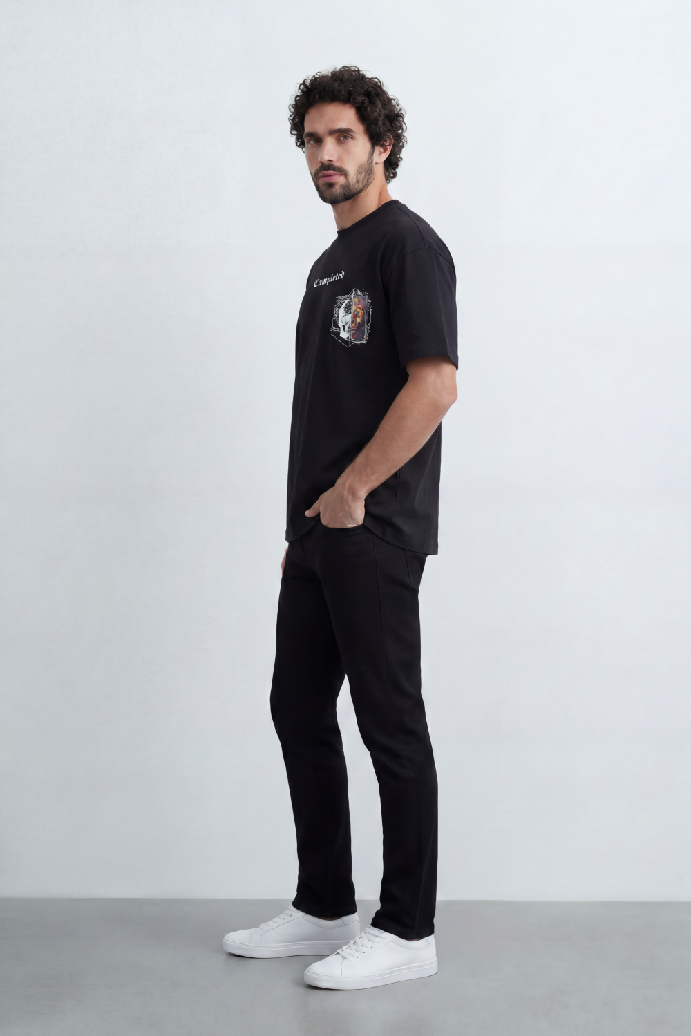 Men’s Tomato Store Archive Patch Graphic Oversize T-Shirt With Smooth Jersey Texture Small Front Typography Print