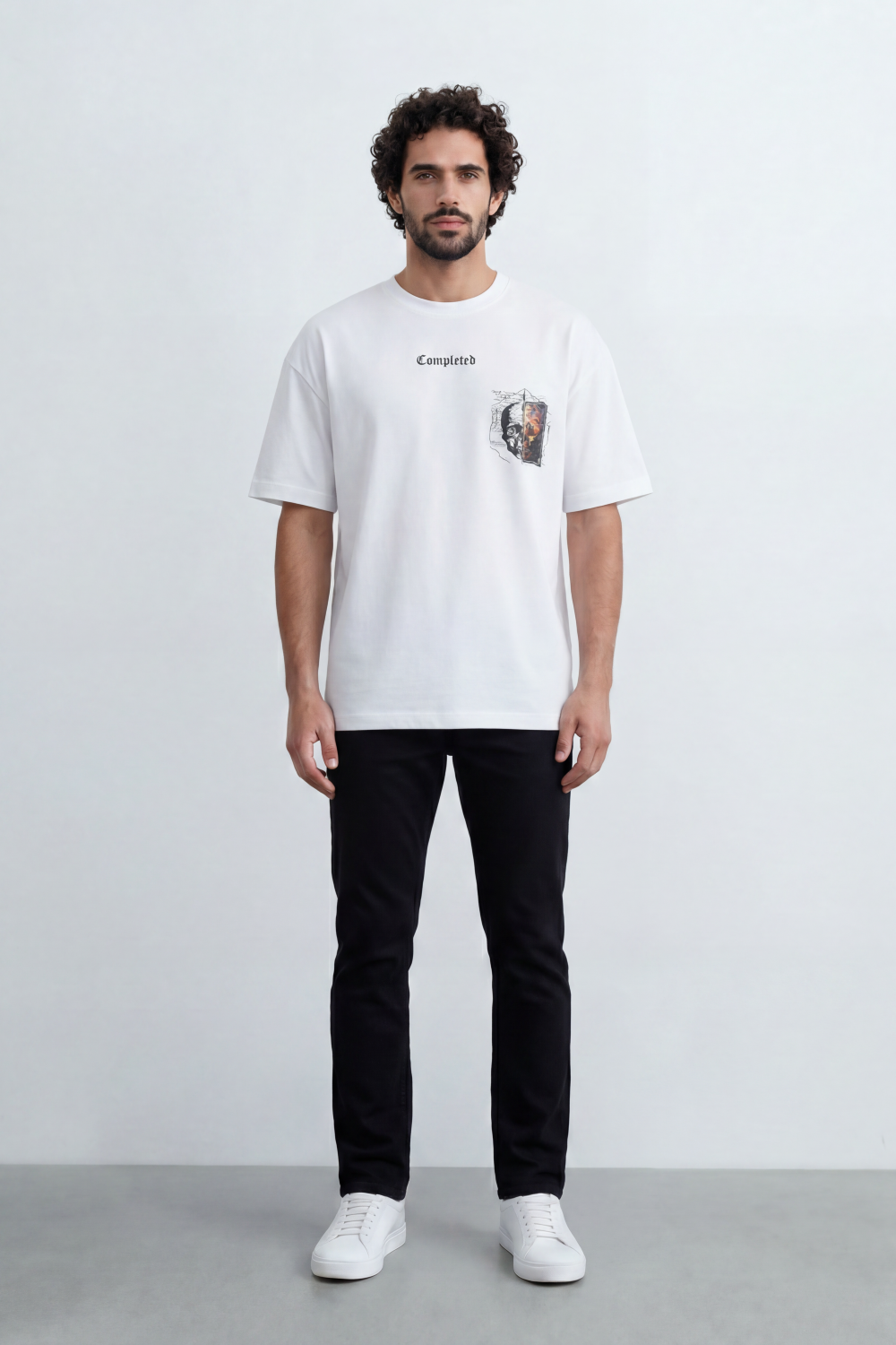 Men’s Tomato Store Archive Patch Graphic Oversize T-Shirt With Smooth Jersey Texture Small Front Typography Print
