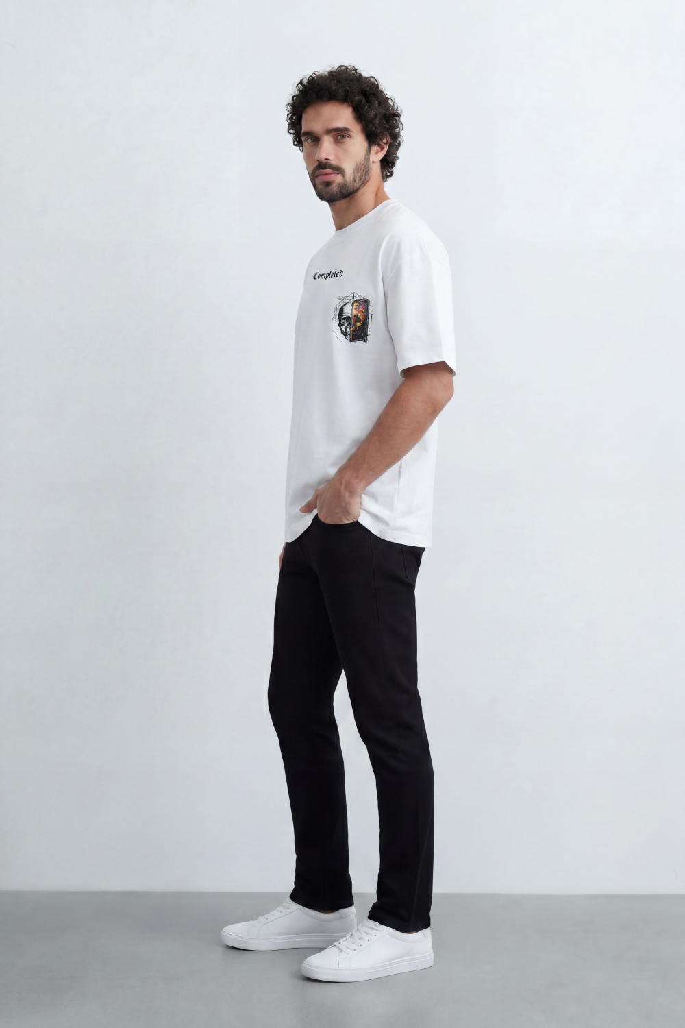 Men’s Tomato Store Archive Patch Graphic Oversize T-Shirt With Smooth Jersey Texture Small Front Typography Print