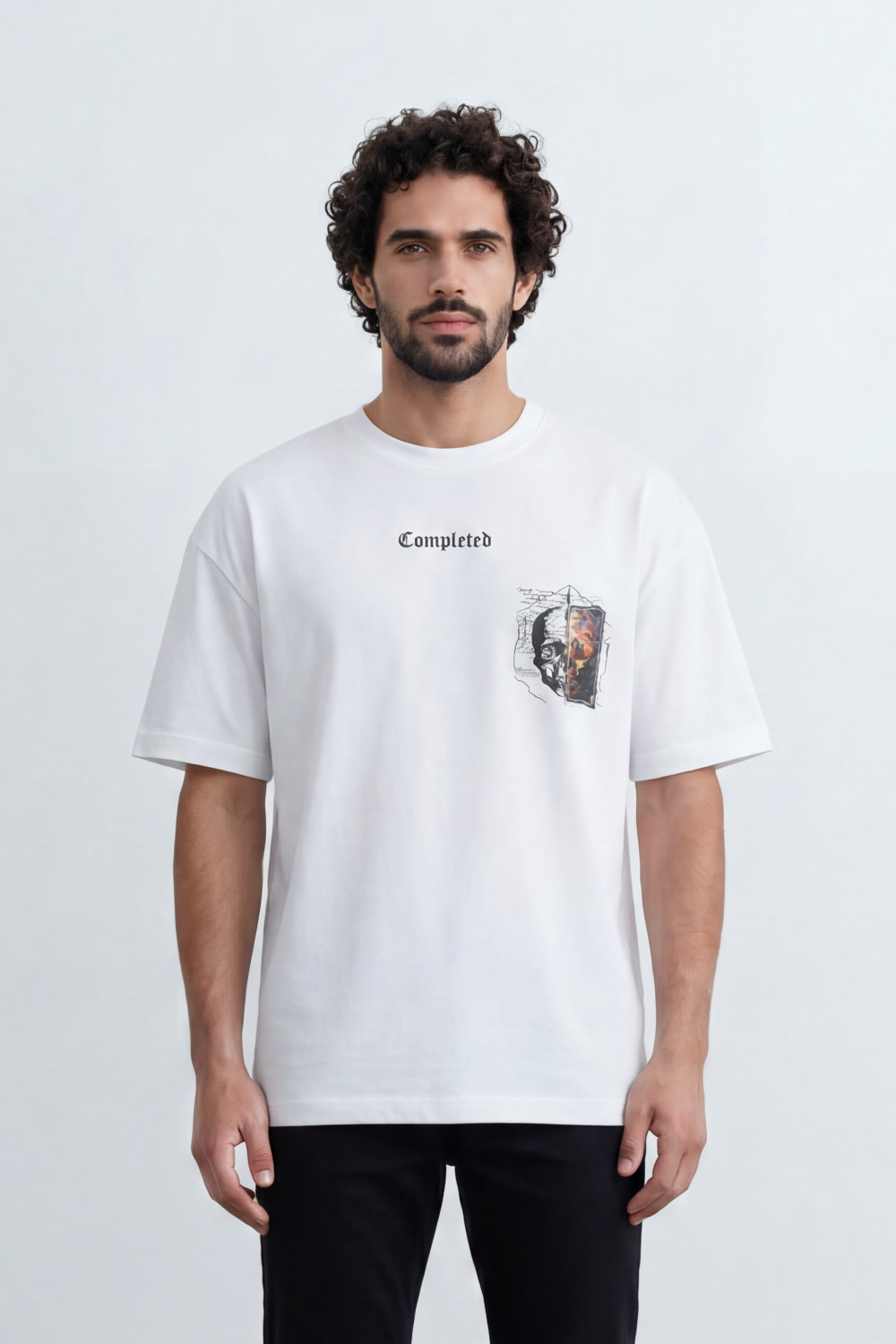 Men’s Tomato Store Archive Patch Graphic Oversize T-Shirt With Smooth Jersey Texture Small Front Typography Print