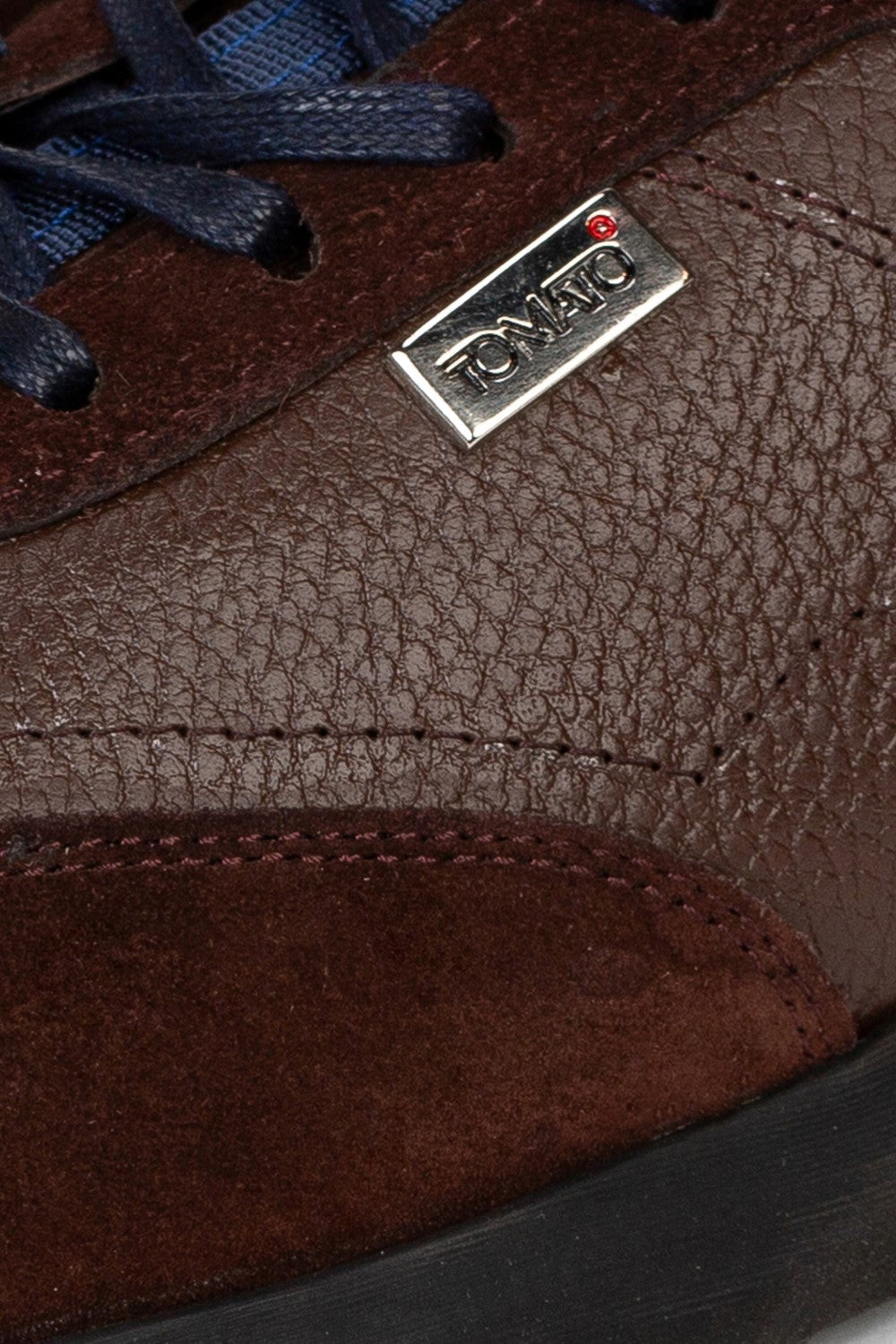 Men's Tomato Leather And Suede Lace Up Shoes