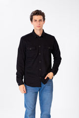 Men's Button Front Shirt With A Prominent Print And Pockets