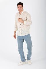 Mens Slim Fit Shirt Printed With Poplin Material And Long Sleeves