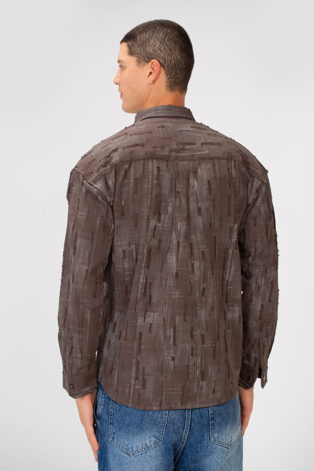 Men's Printed Slim Fit Long Sleeve Shirt With Front Pockets