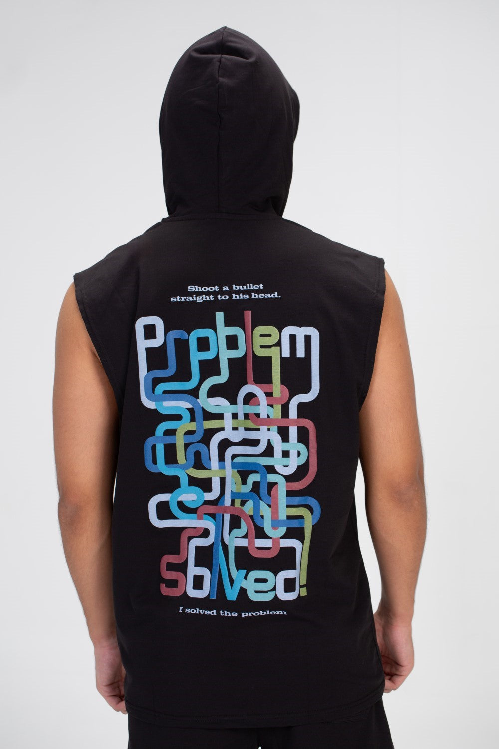 Men's Cut Printed On The Front And Back T-shirt In Black