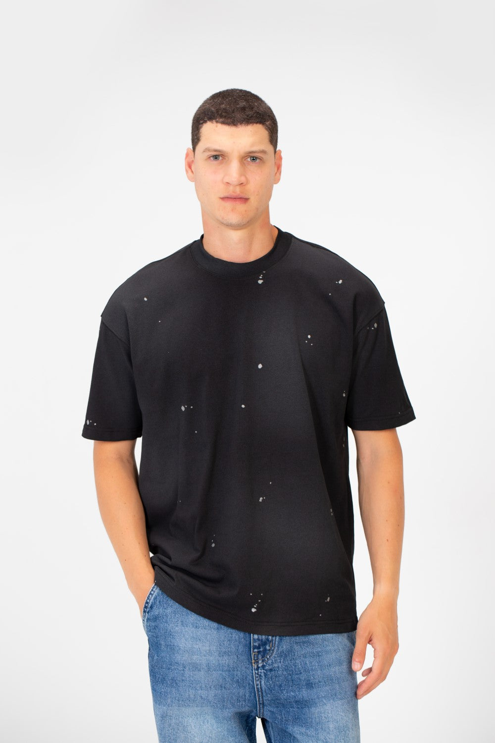 Men's Tie Die Dotted Short Sleeve Crew Neck Regular Fit T-Shirt