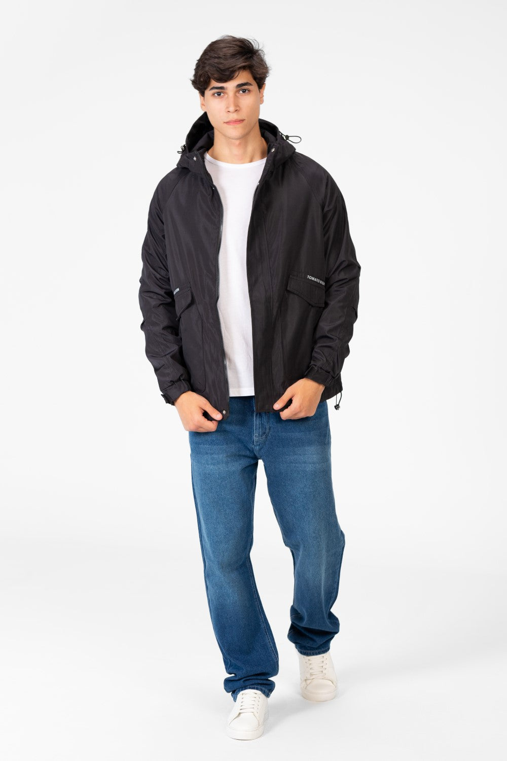Men's Waterproof Hooded Jacket With Long Sleeves
