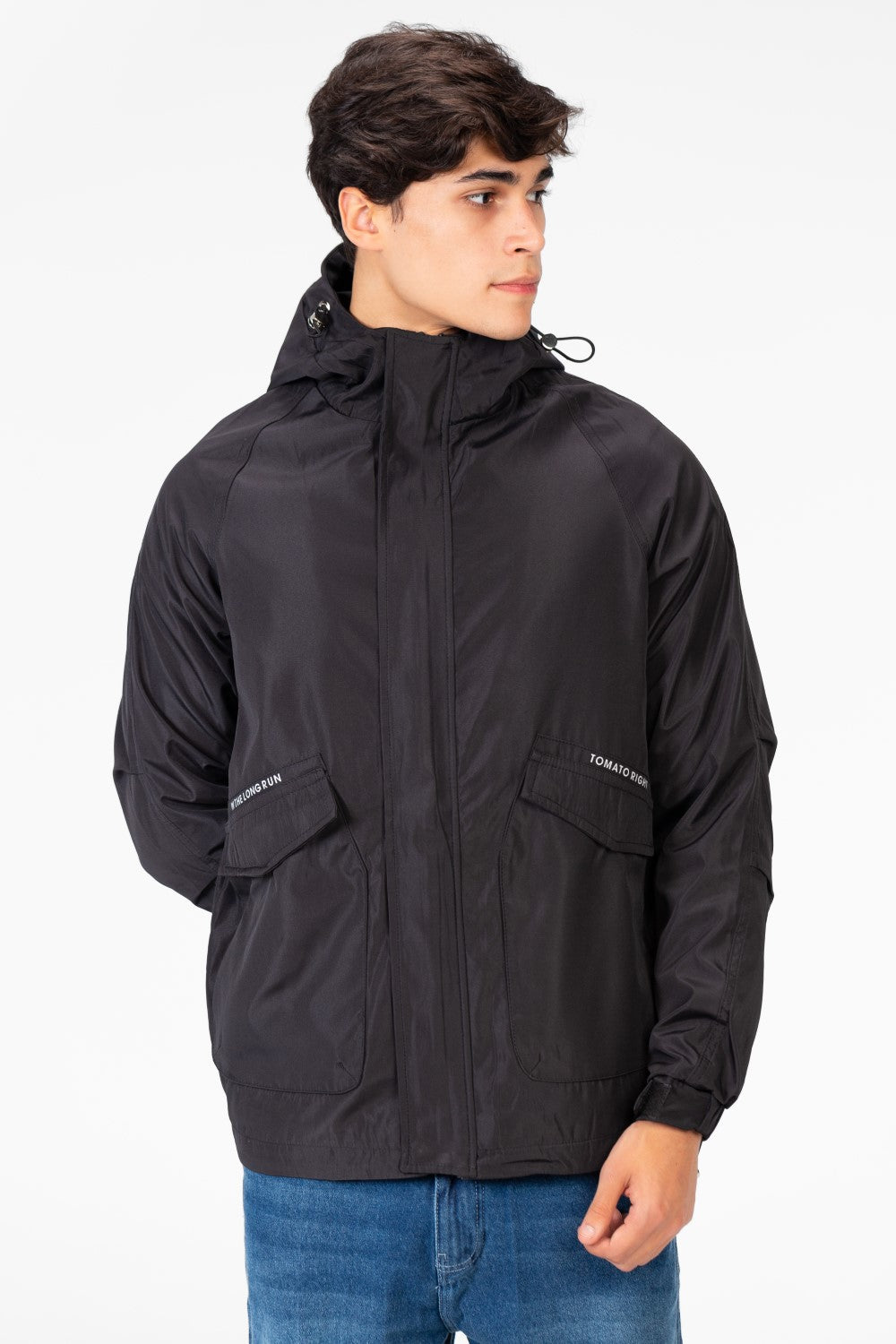 Men's Waterproof Hooded Jacket With Long Sleeves
