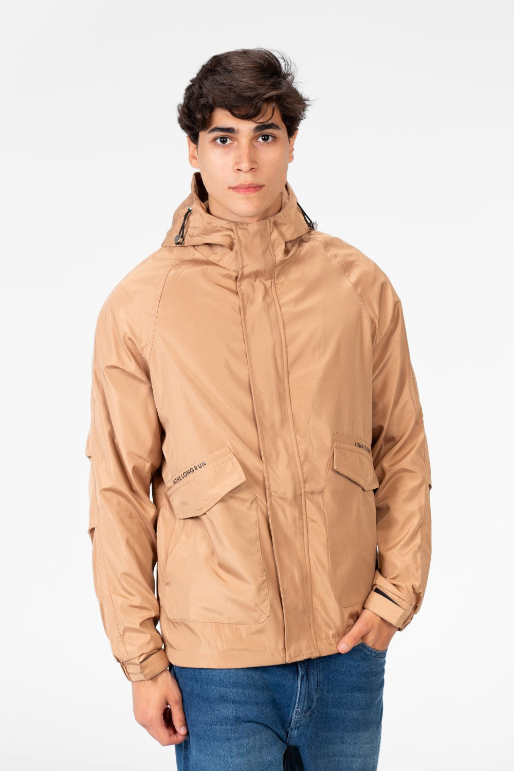 Men's Waterproof Hooded Jacket With Long Sleeves