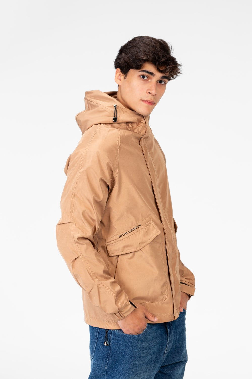 Men's Waterproof Hooded Jacket With Long Sleeves