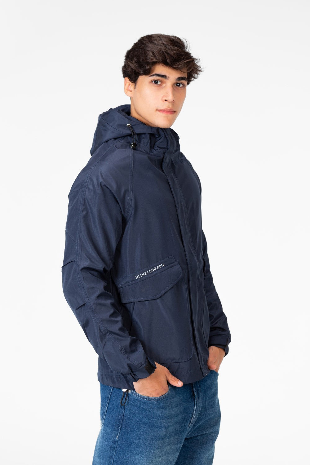 Men's Waterproof Hooded Jacket With Long Sleeves