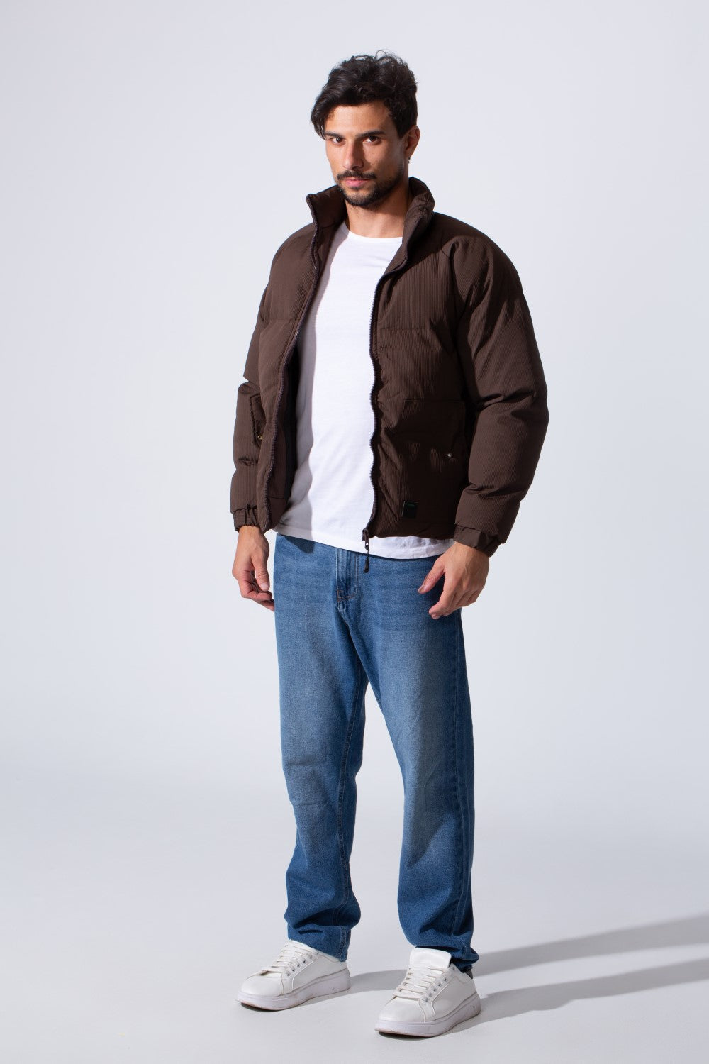 Men's Waterproof Bomber Jacket With Zipper And Long Sleeves