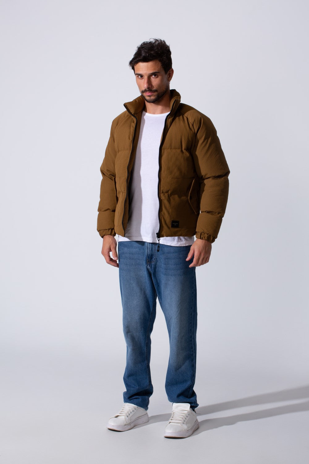 Men's Waterproof Bomber Jacket With Zipper And Long Sleeves