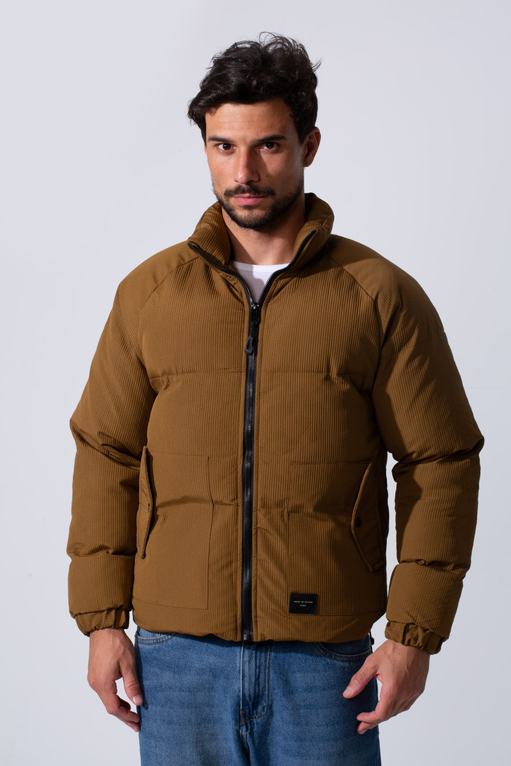 Men's Waterproof Bomber Jacket With Zipper And Long Sleeves