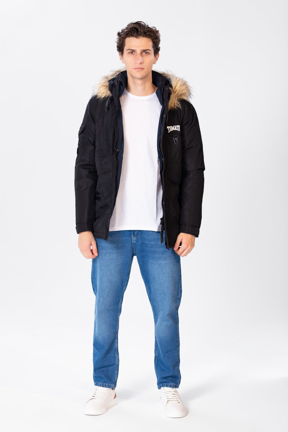 Men's Plain Waterproof Jacket With Tomato Print On The Front