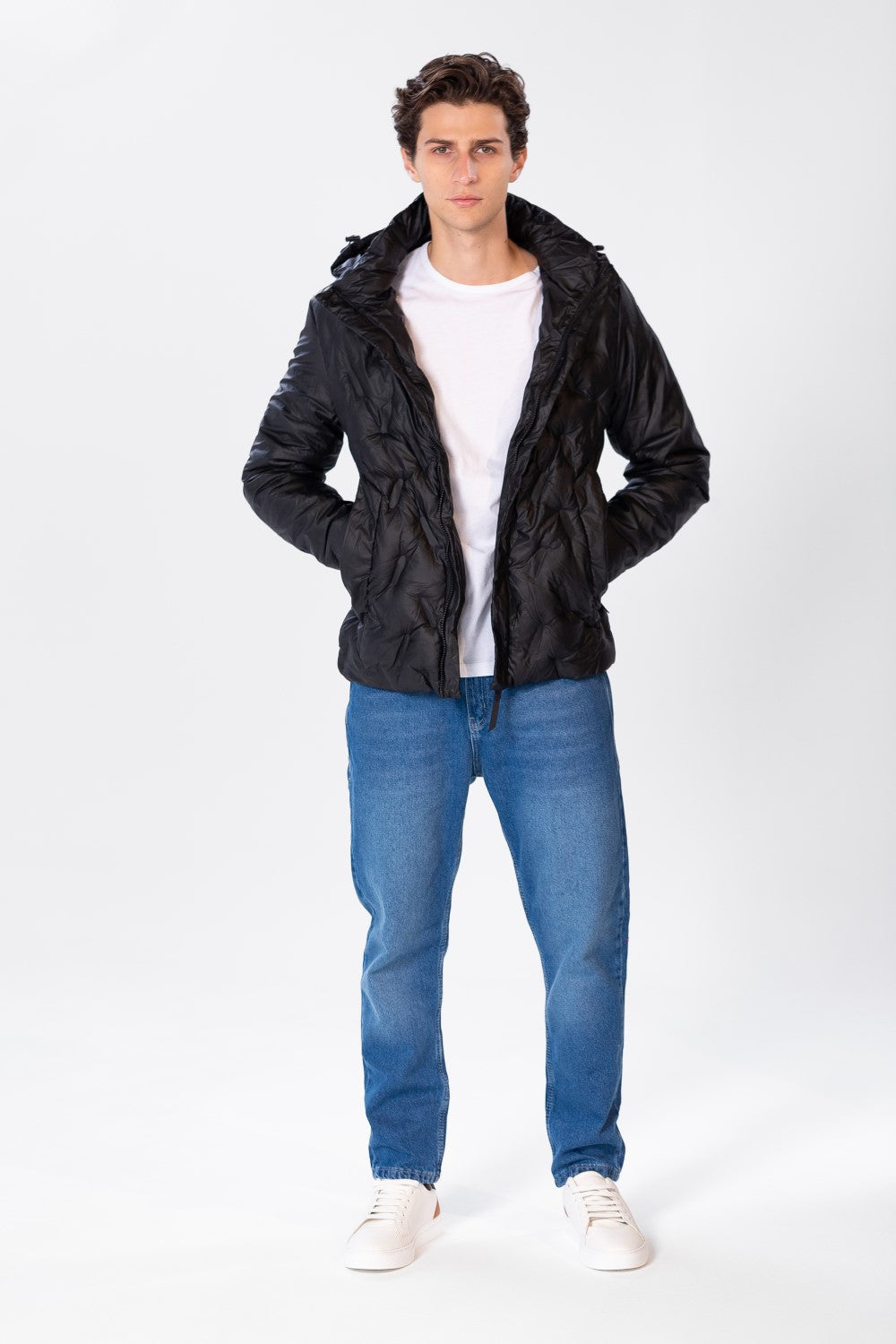 Men's Plain Waterproof Jacket With Zippers And Pockets
