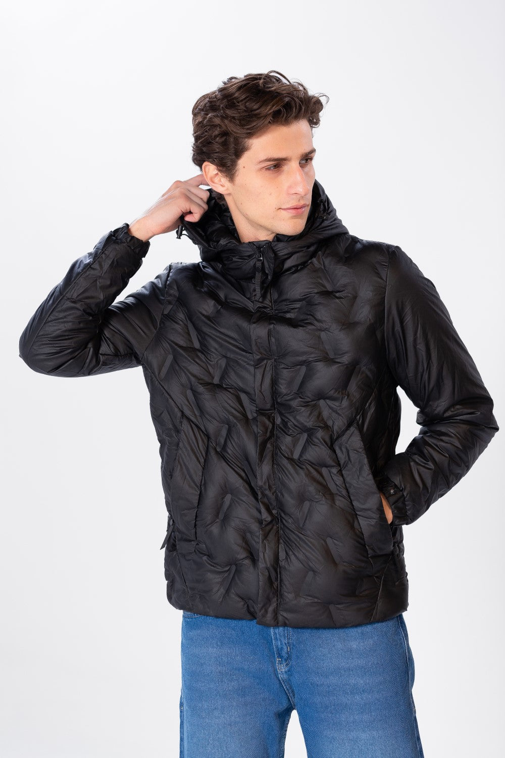 Men's Plain Waterproof Jacket With Zippers And Pockets