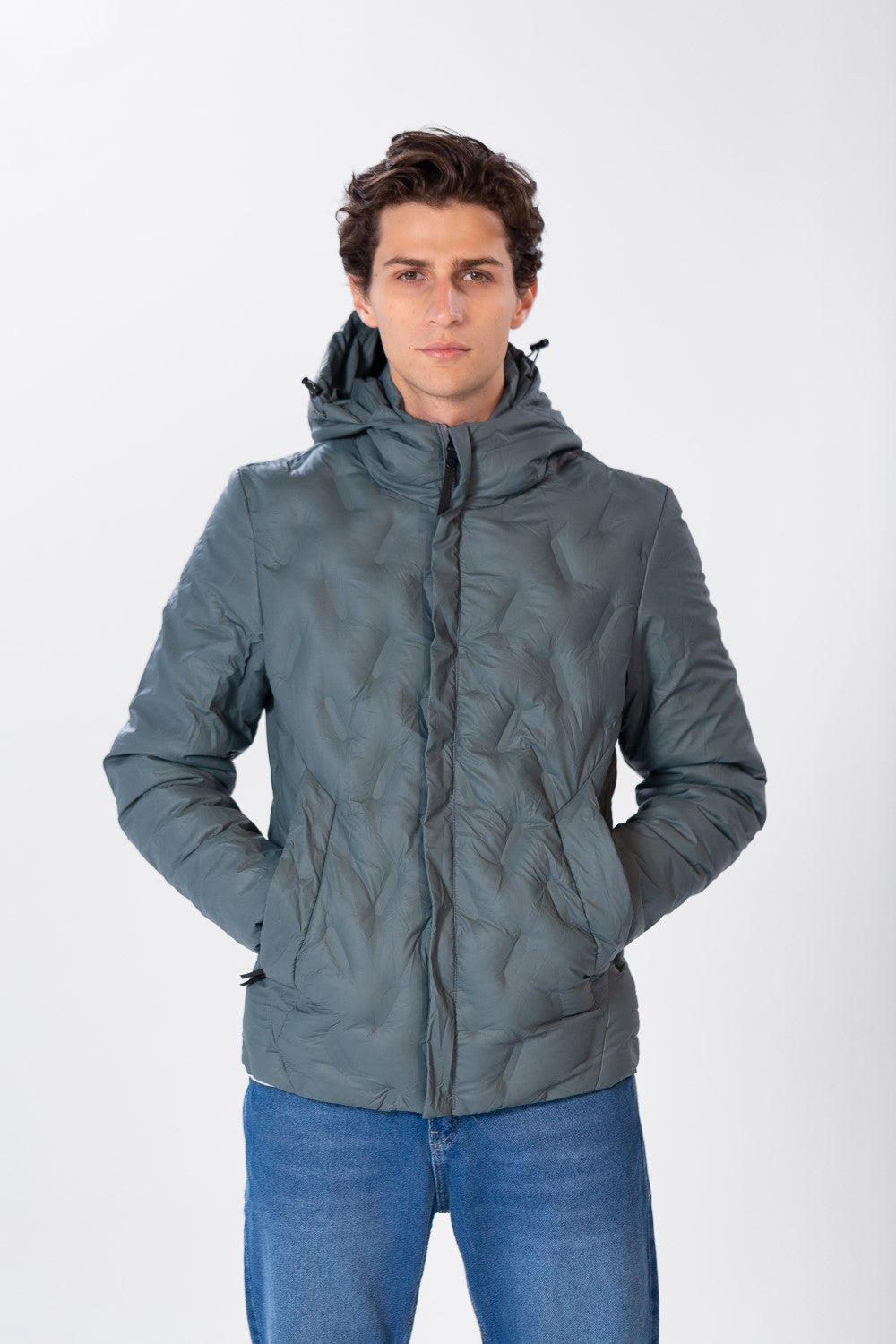 Men's Plain Waterproof Jacket With Zippers And Pockets