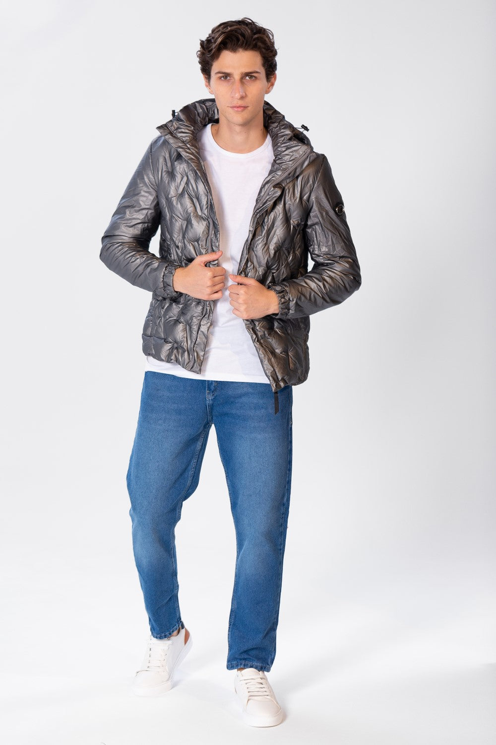 Men's Plain Waterproof Jacket With Zippers And Pockets