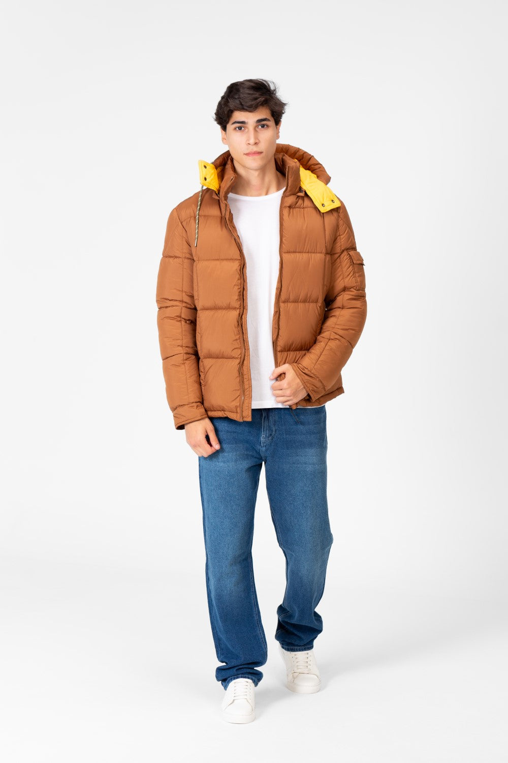 Men's Waterproof Puffer Hood Jacket With Pockets
