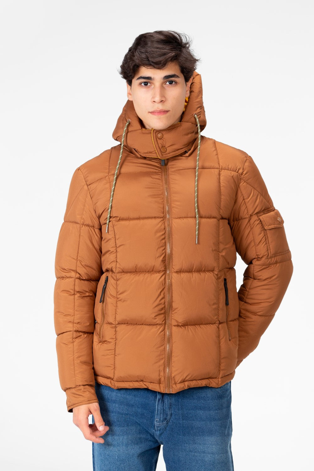 Men's Waterproof Puffer Hood Jacket With Pockets