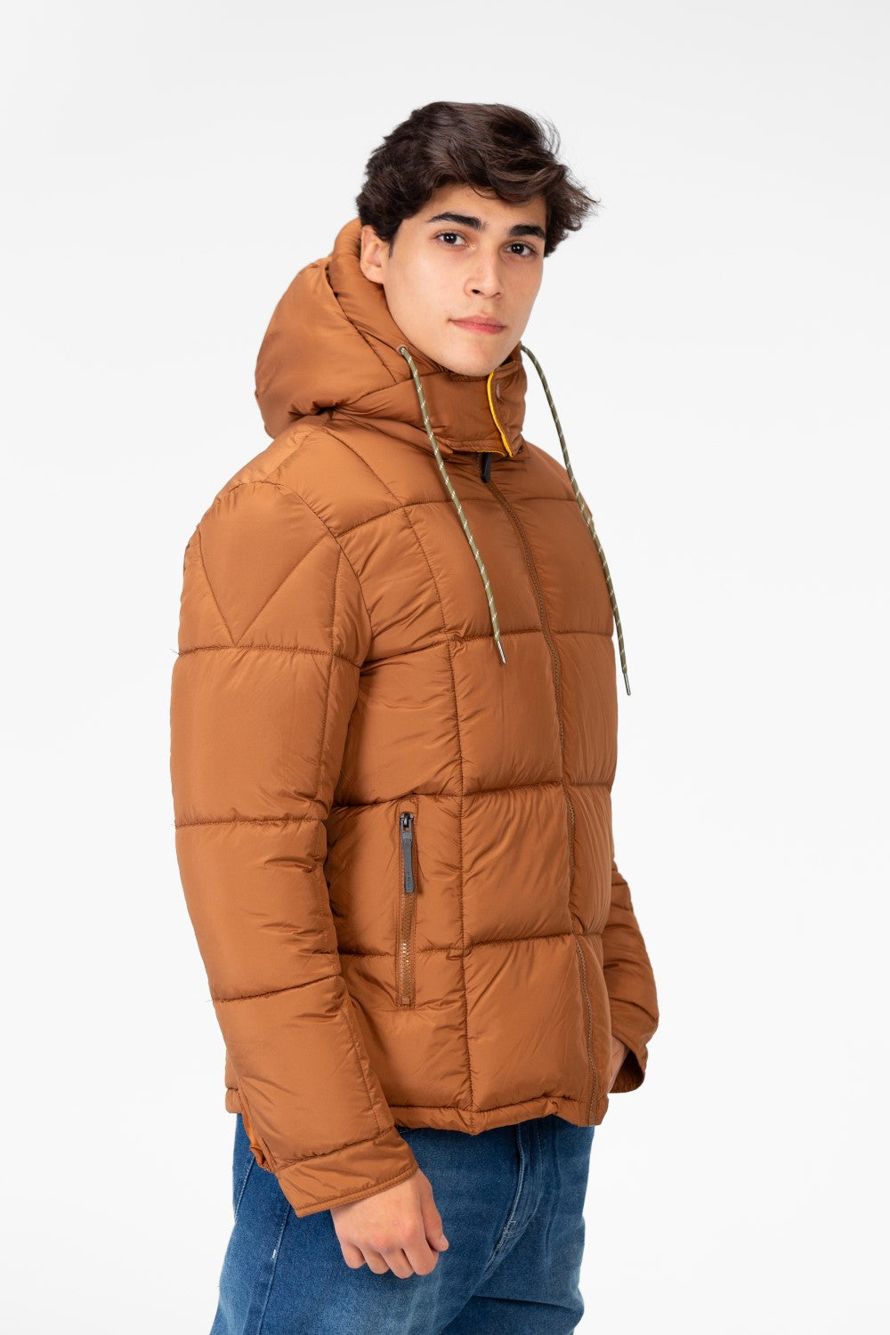 Men's Waterproof Puffer Hood Jacket With Pockets