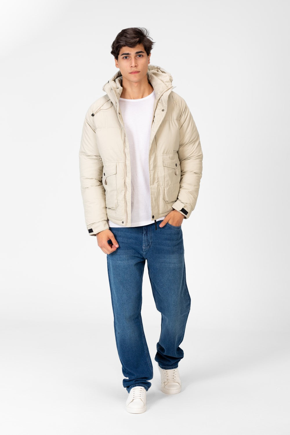 Men's Waterproof Hood Jacket With Front Pockets