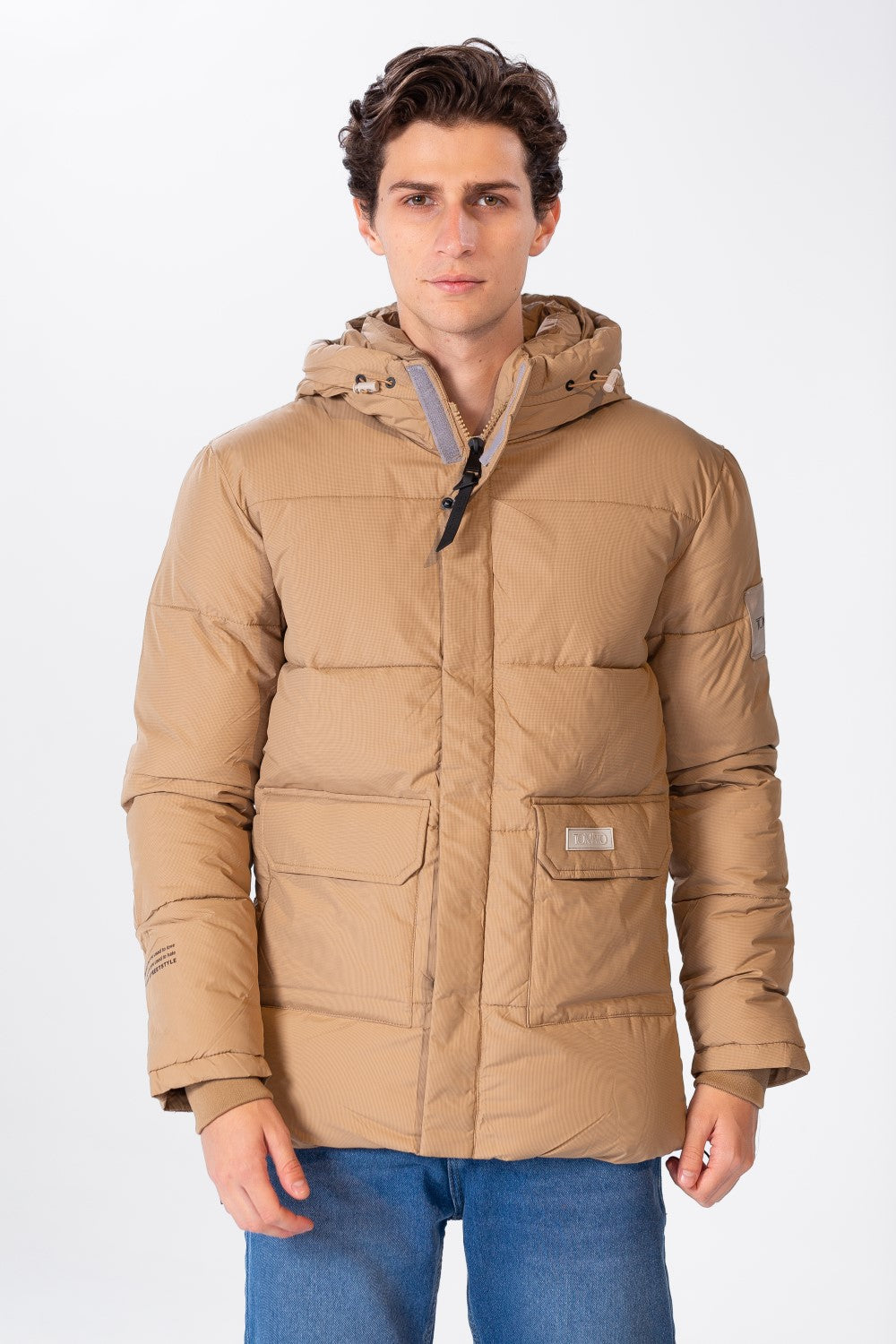 Men's Waterproof Puffer Jacket With Front Pockets
