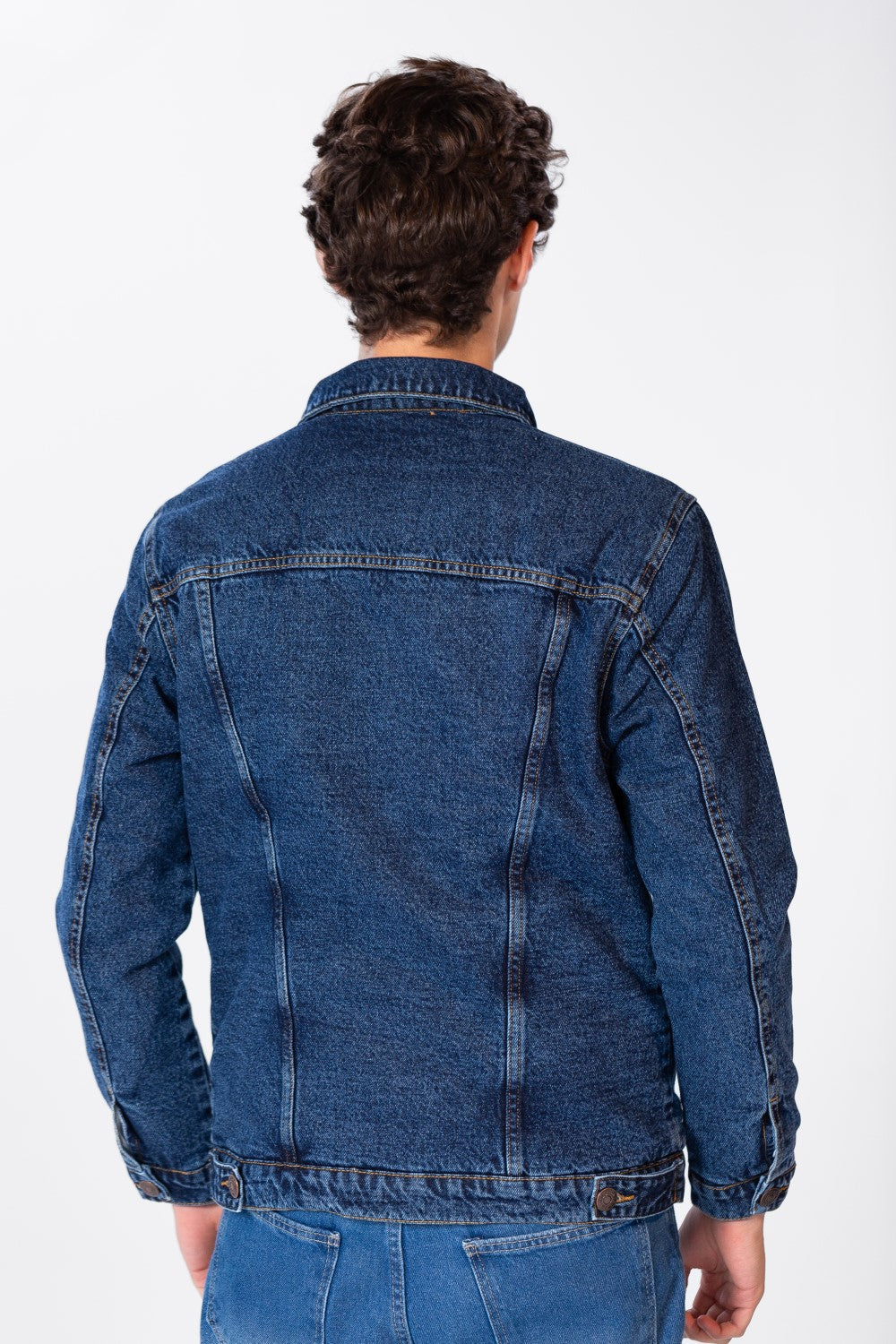 Men's Fur Padded Denim Jacket With Pockets And Buttons On The Front