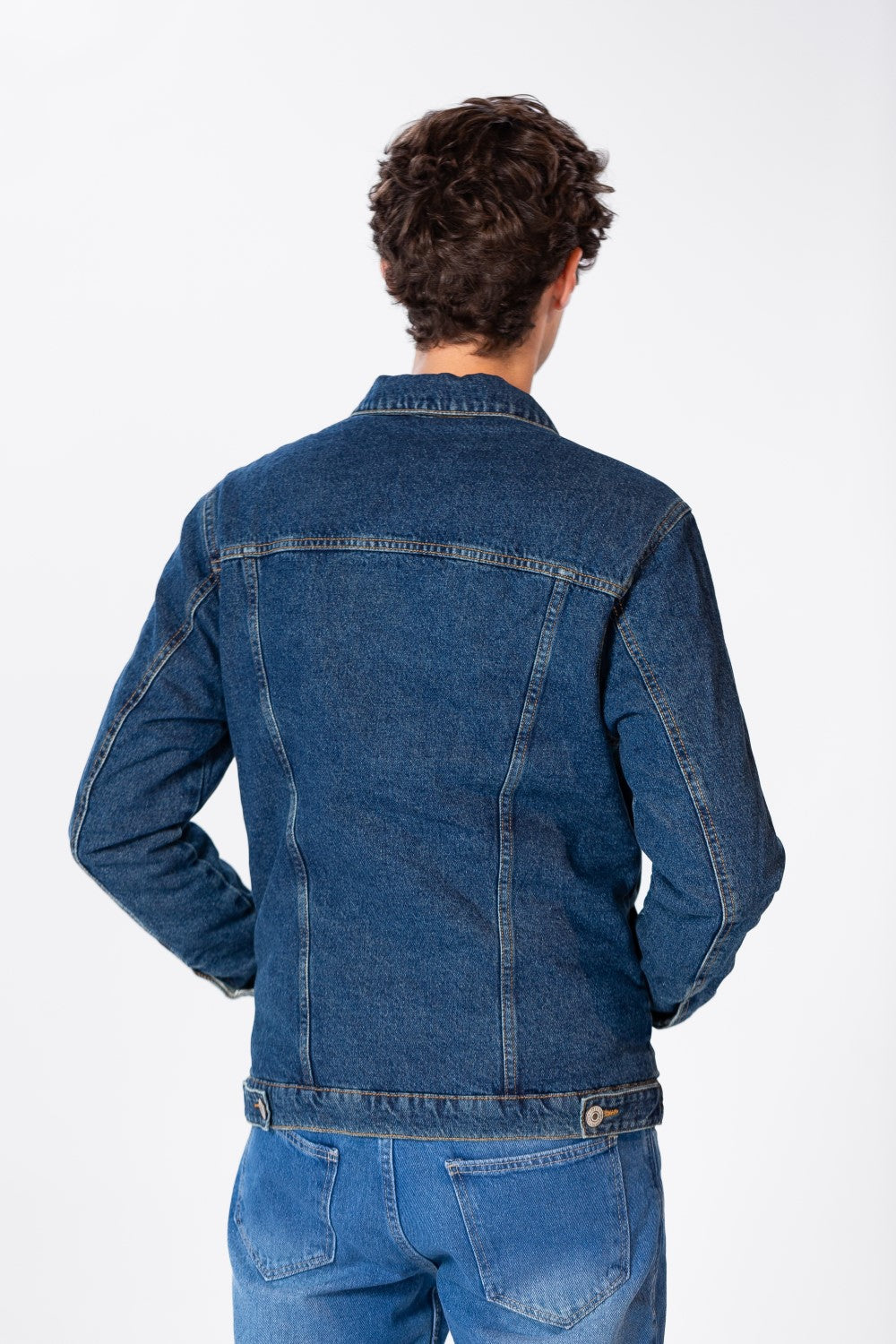 Men's Fur Padded Denim Jacket With Pockets And Buttons On The Front