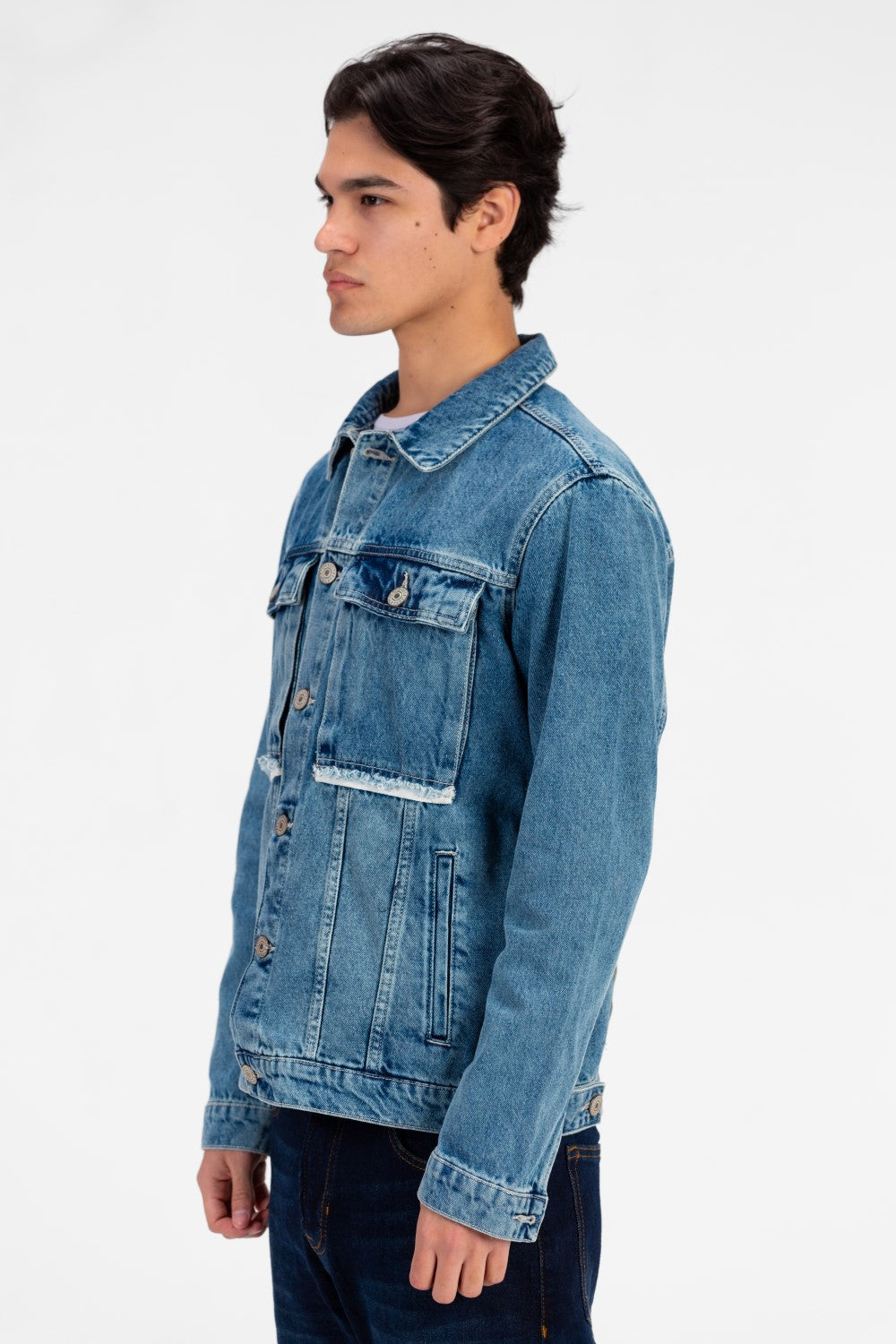 Men's Tomato Long Sleeve Denim Jacket with Pockets