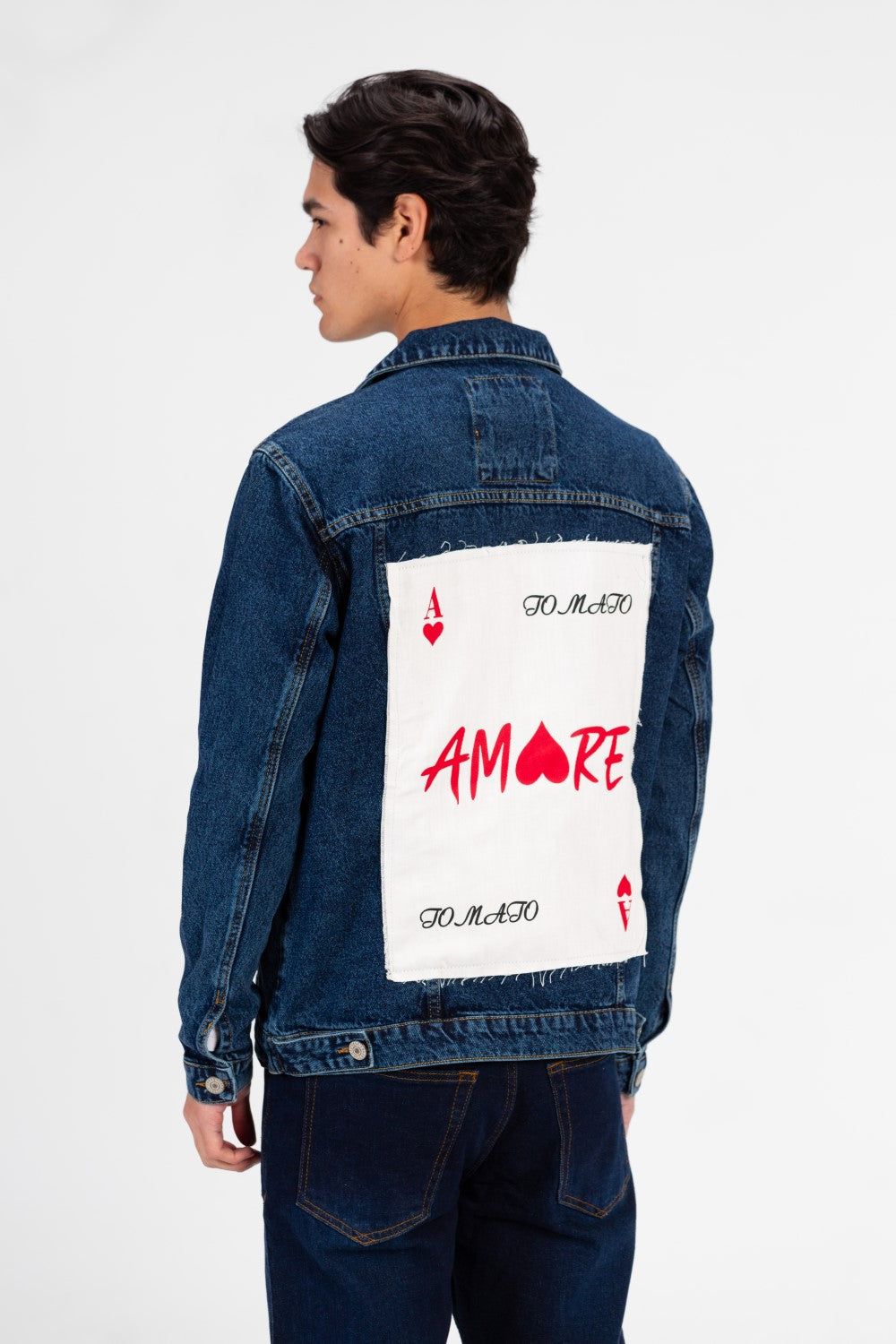 Men's Tomato Long Sleeve Denim Jacket with Pockets