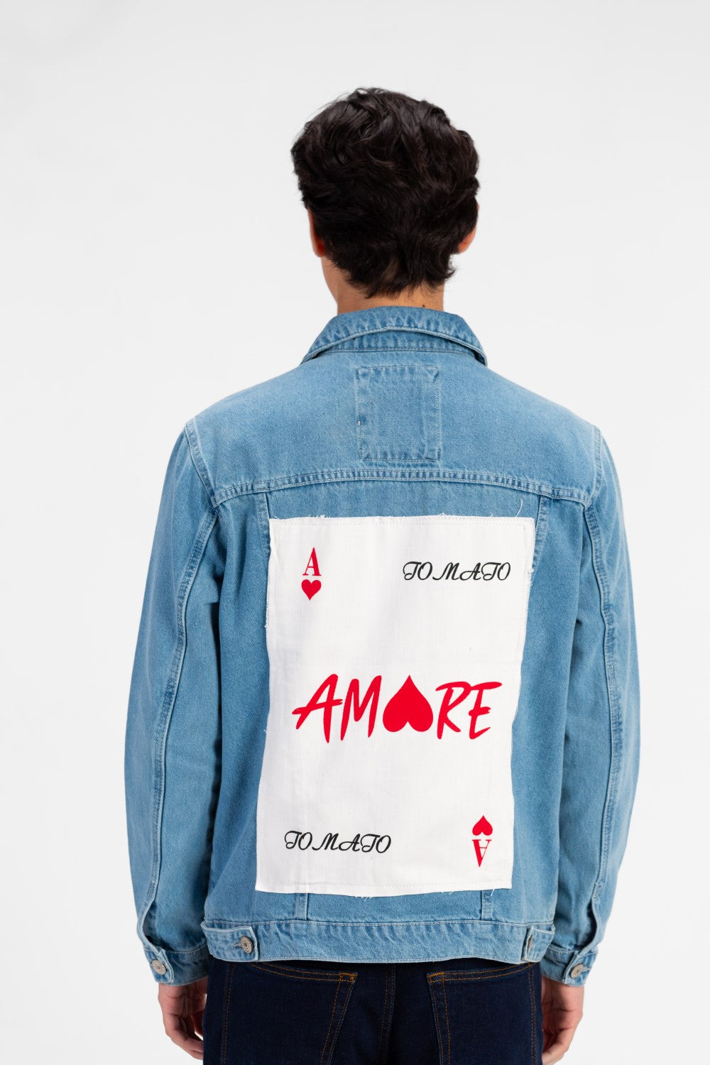 Men's Tomato Long Sleeve Denim Jacket with Pockets