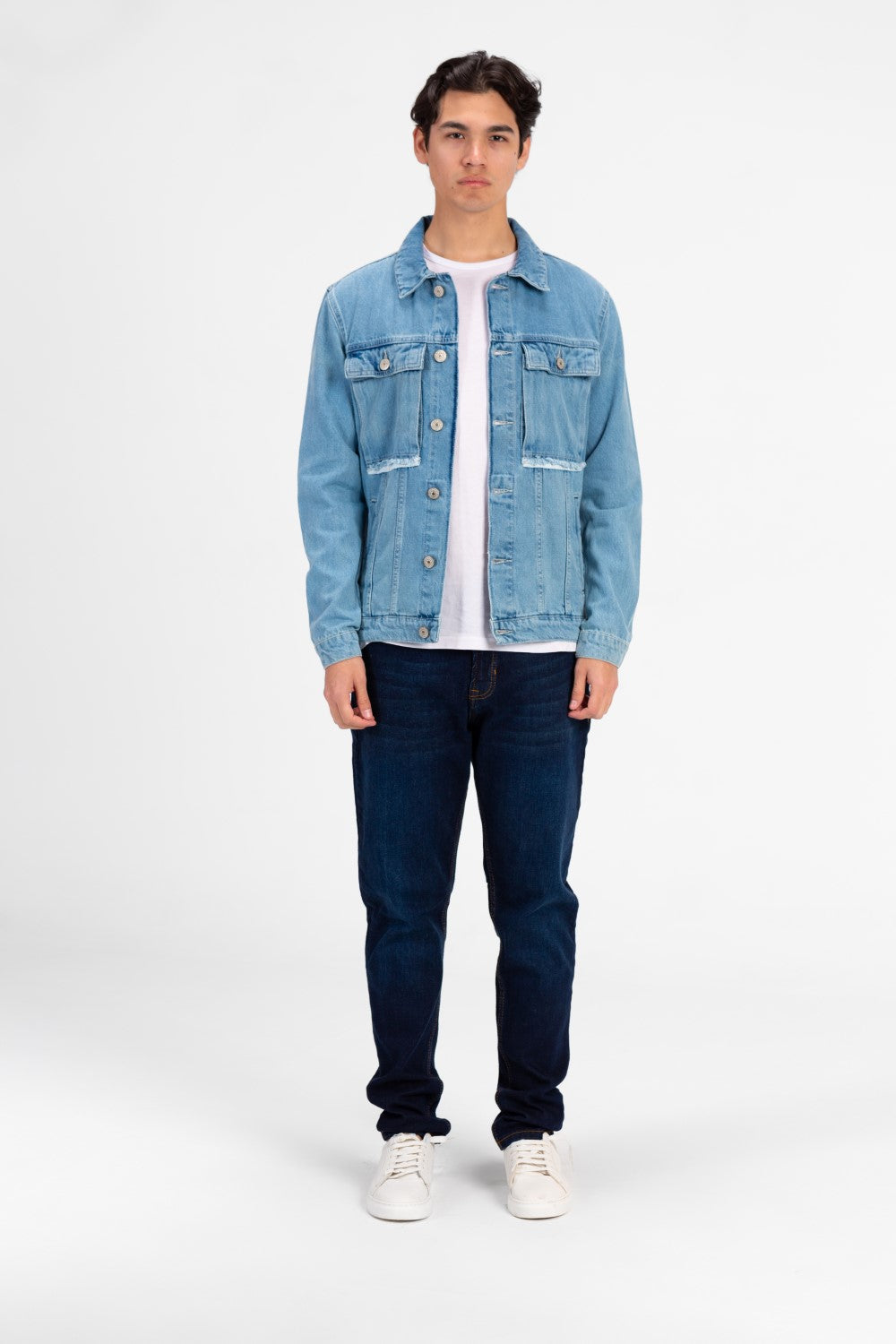 Men's Tomato Long Sleeve Denim Jacket with Pockets
