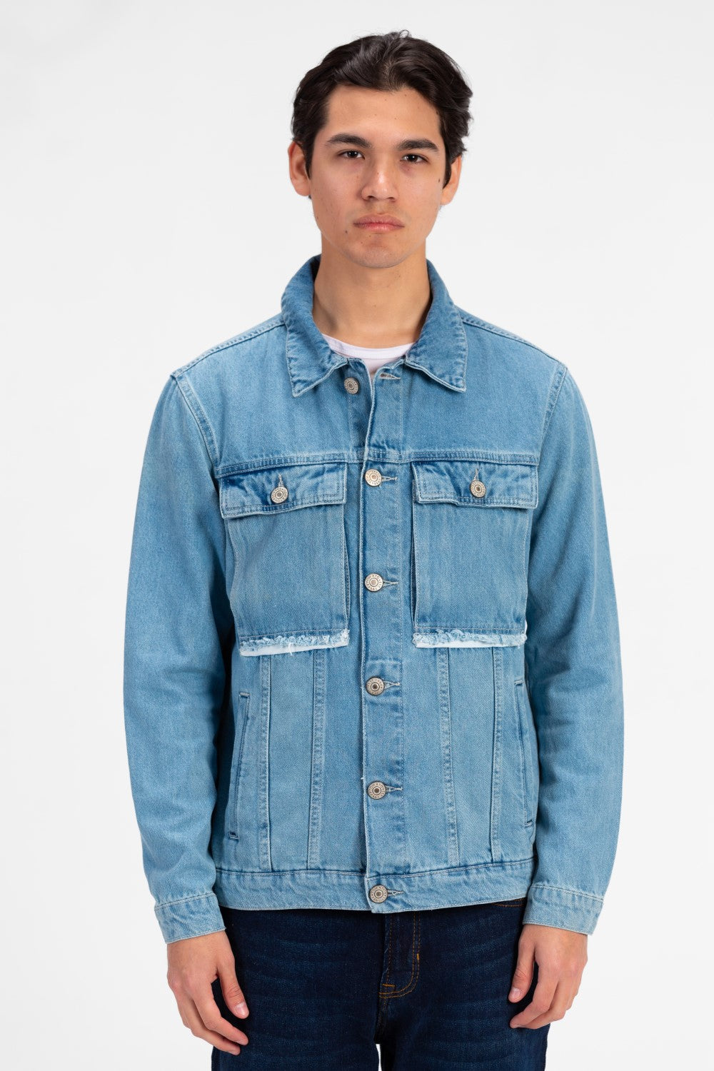 Men's Tomato Long Sleeve Denim Jacket with Pockets