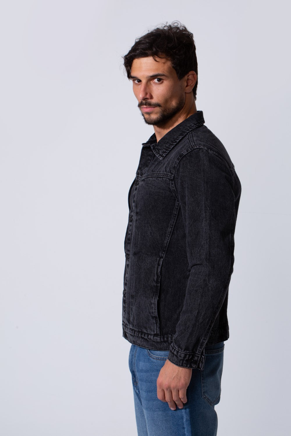 Men's Slim Fit Jeans Denim Jacket With Essential Details And Long Sleeves