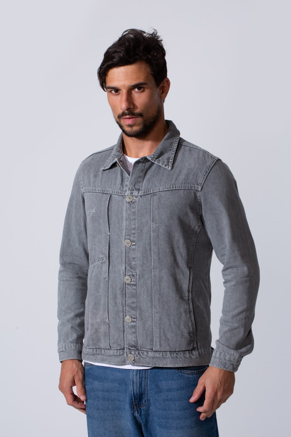 Men's Slim Fit Jeans Denim Jacket With Essential Details And Long Sleeves
