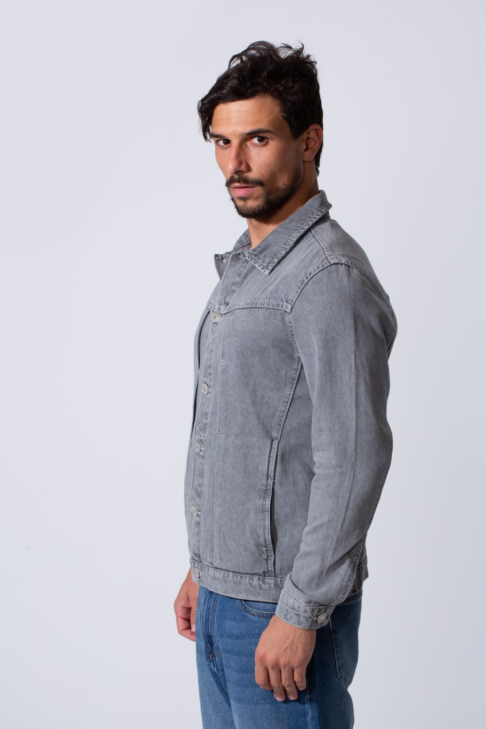 Men's Slim Fit Jeans Denim Jacket With Essential Details And Long Sleeves
