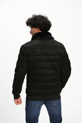 Men's Casual Puffer Suede Full Zipper Hooded Waterproof Jacket With Unique Style