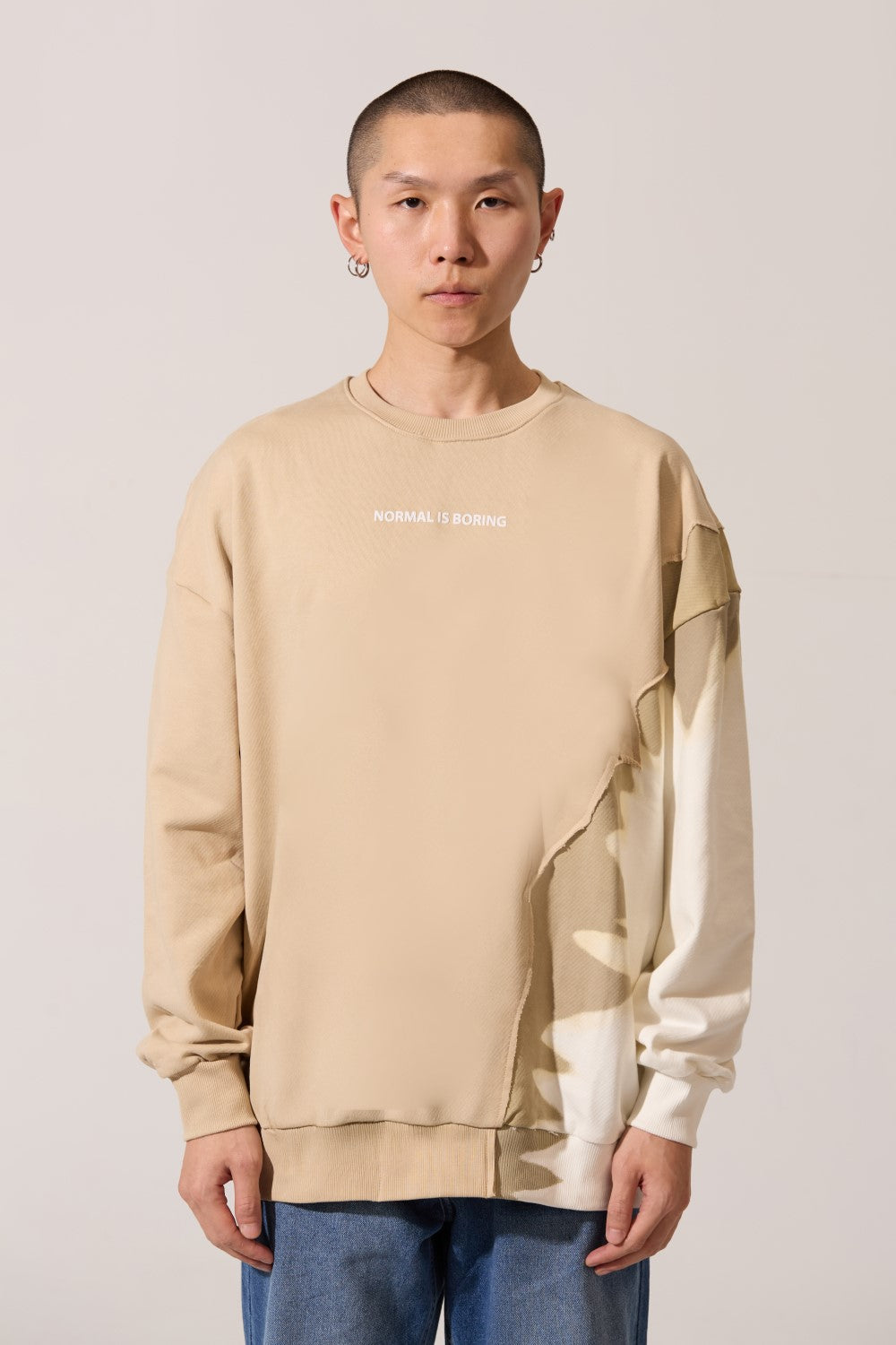 Men's Round Neck Sweatshirt Modern Design Long Sleeve Melton Oversize