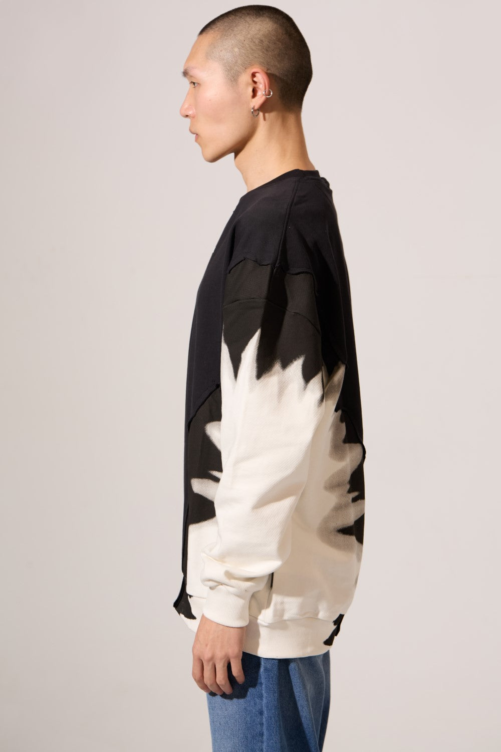 Men's Round Neck Sweatshirt Modern Design Long Sleeve Melton Oversize