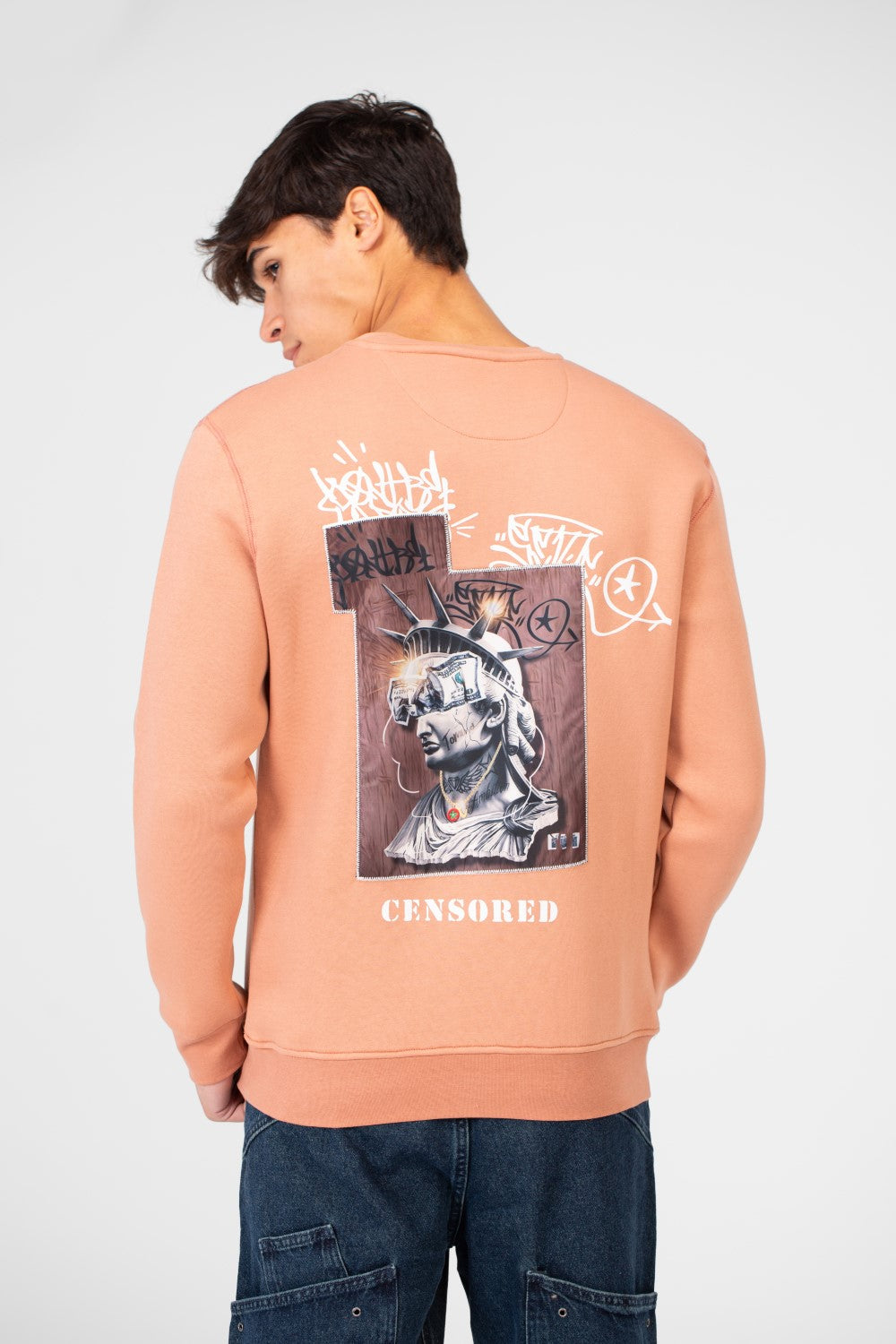Men's Round Neck Sweatshirt With A Graphic Print On The Back