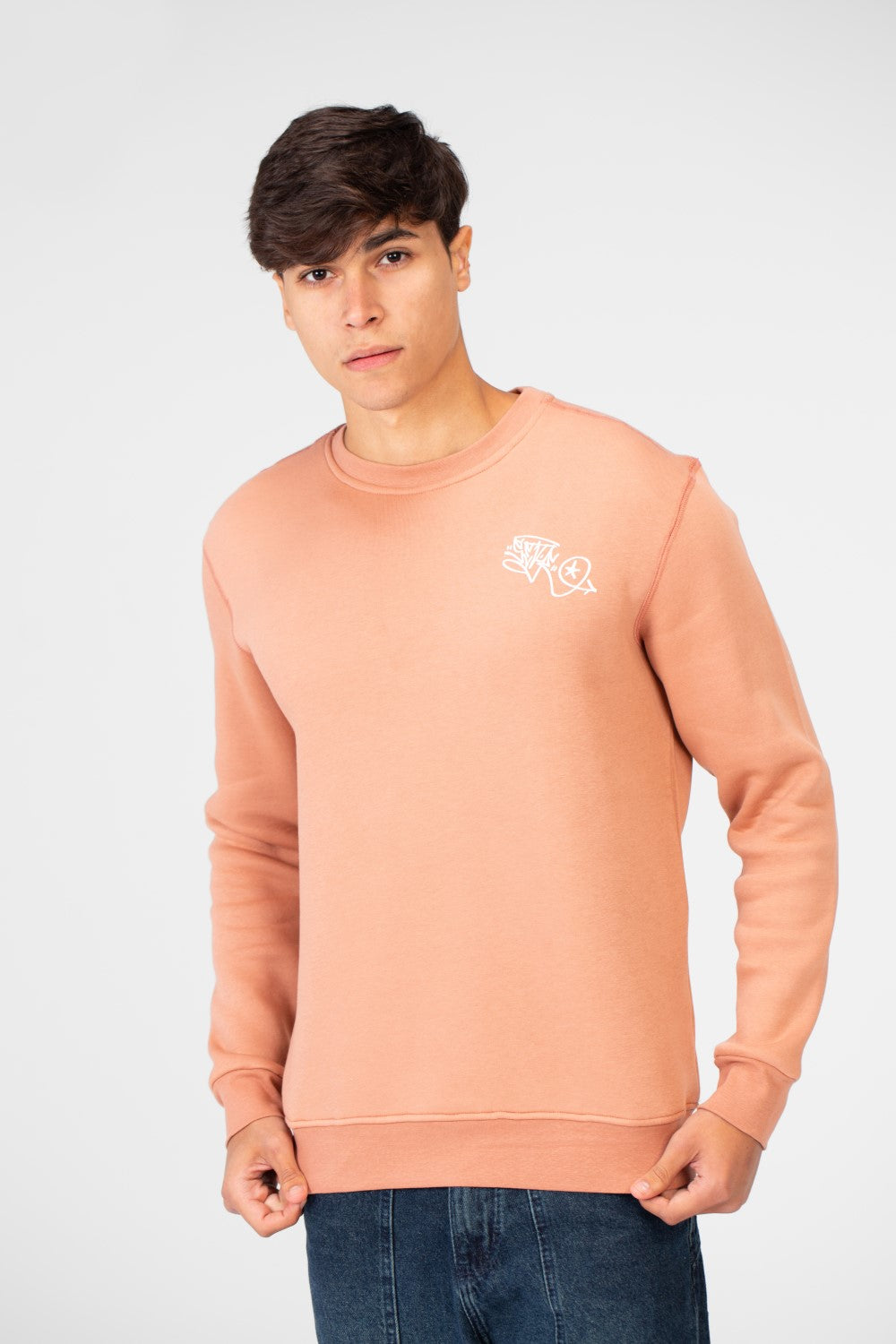 Men's Round Neck Sweatshirt With A Graphic Print On The Back