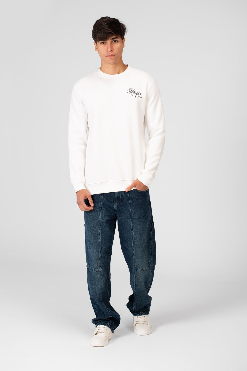 Men's Round Neck Sweatshirt With A Graphic Print On The Back