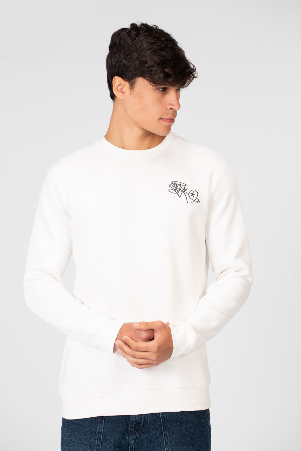 Men's Round Neck Sweatshirt With A Graphic Print On The Back
