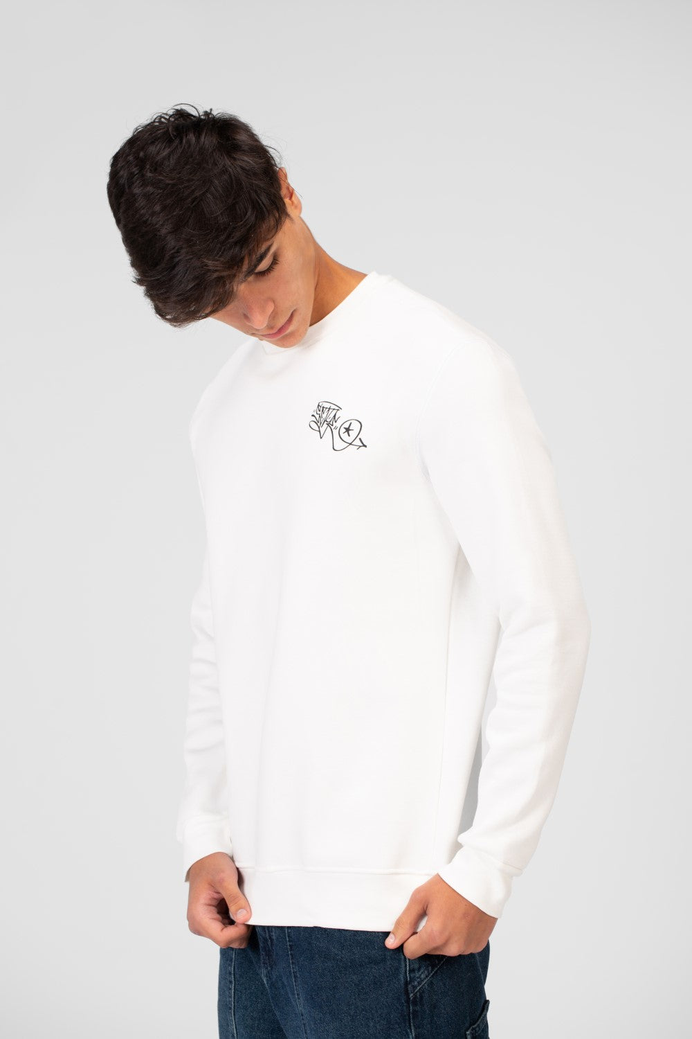 Men's Round Neck Sweatshirt With A Graphic Print On The Back