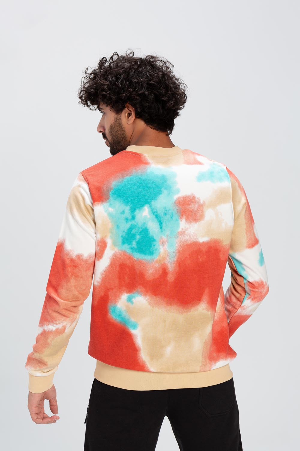 Men's Long Sleeve Rounded Neck Multi Color Sweatshirt