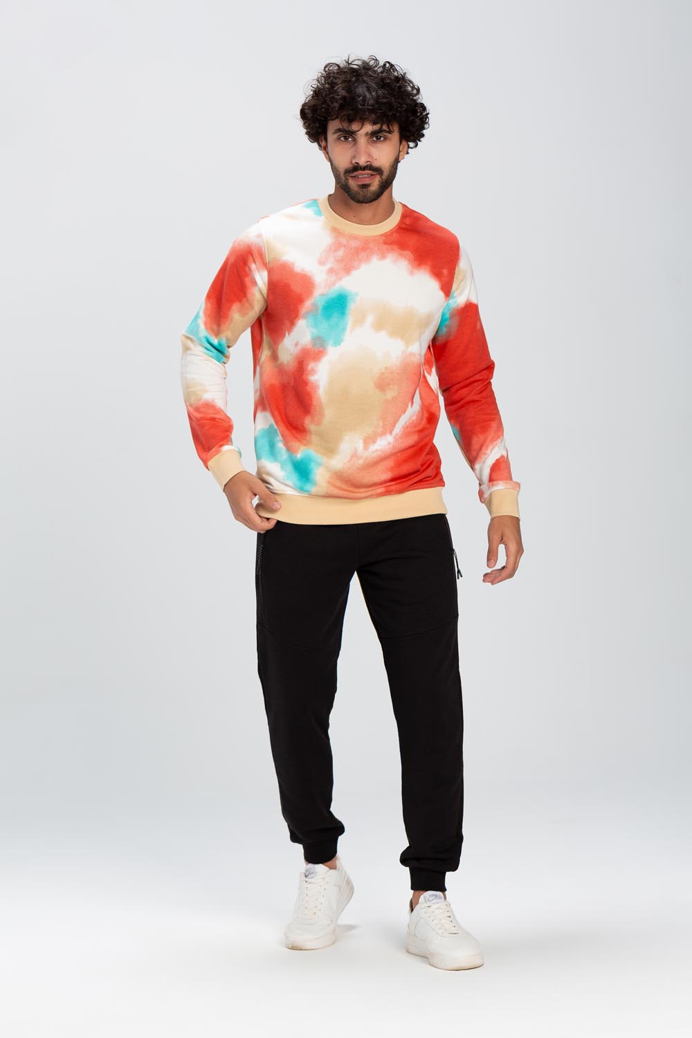 Men's Long Sleeve Rounded Neck Multi Color Sweatshirt