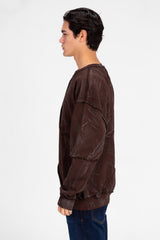 Men's Oversized Printed Crew Neck Sweatshirt